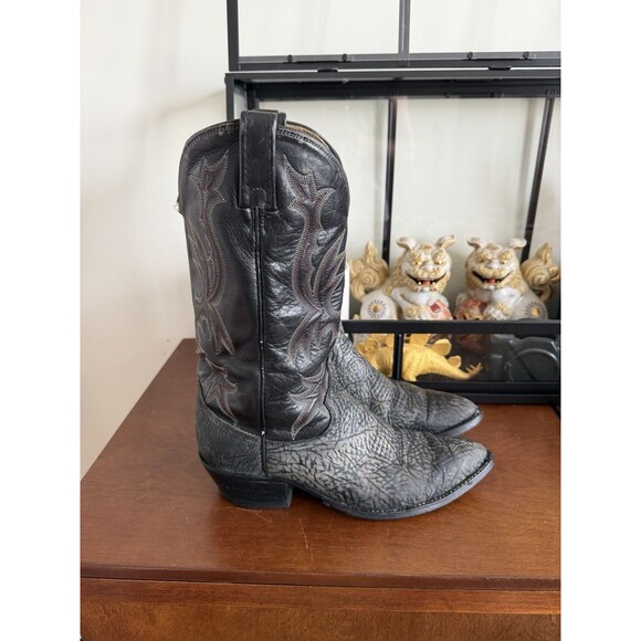 Dan Post USA Made Cowboy Boots Mens 9.5 D Black Gray Elephant Print Snip Toe main image 8